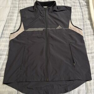 Adidas Windbreaker Vest Full Zip Mens M Black Tan ClimaProof Response Pre-Owned
